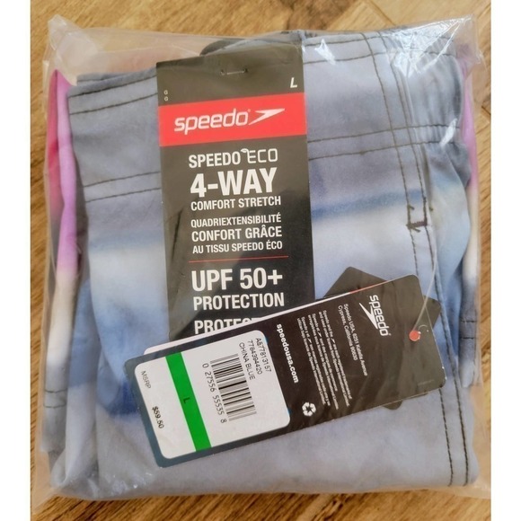 Speedo Mens Swim Trunks 20 Inch Boardshorts Blue Large NWT - Picture 12 of 13